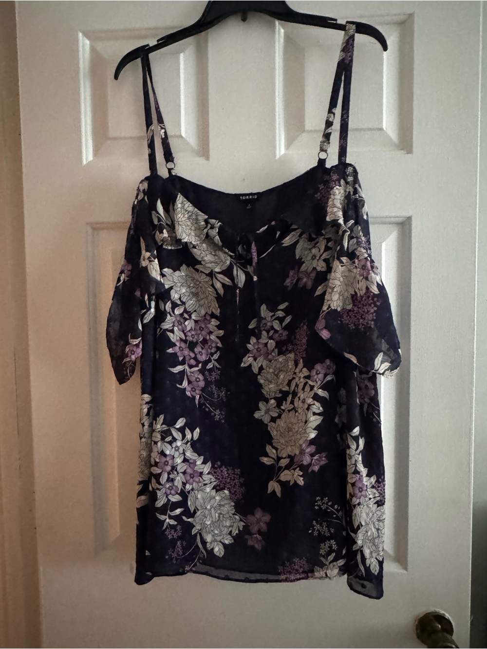 torrid Blue Floral Cold-Shoulder with Purple Accents
